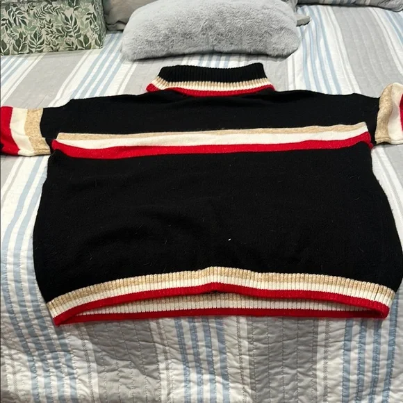 Black Après Ski Sweater with Red and Cream Stripes - Picture 4 of 4